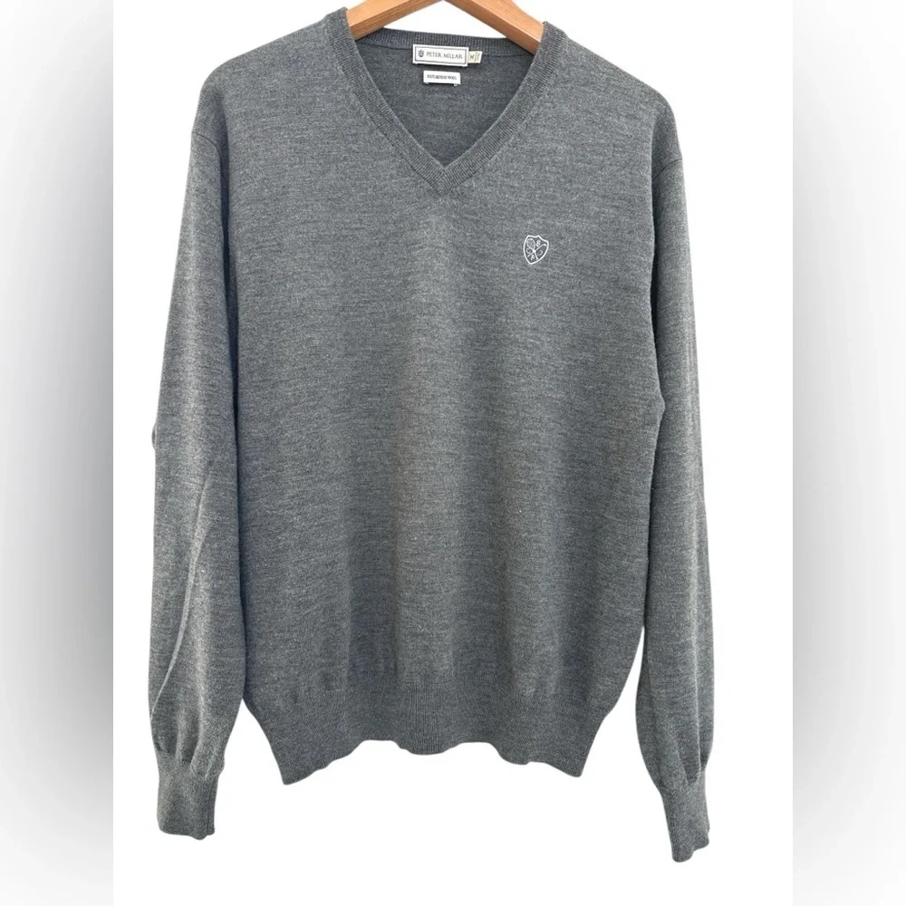 Peter Millar Gray V-Neck Sweater